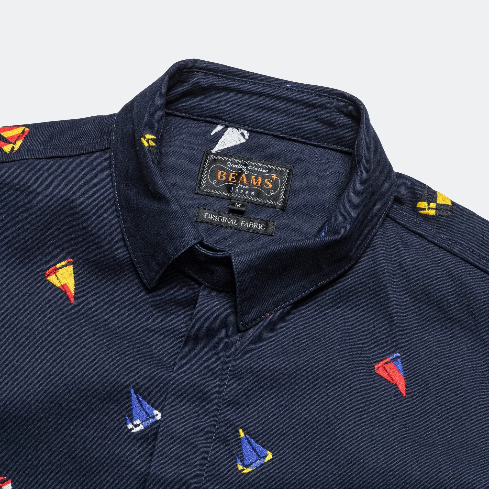 Beams Clothing Zipper Blouson Embroidery On Print - Navy