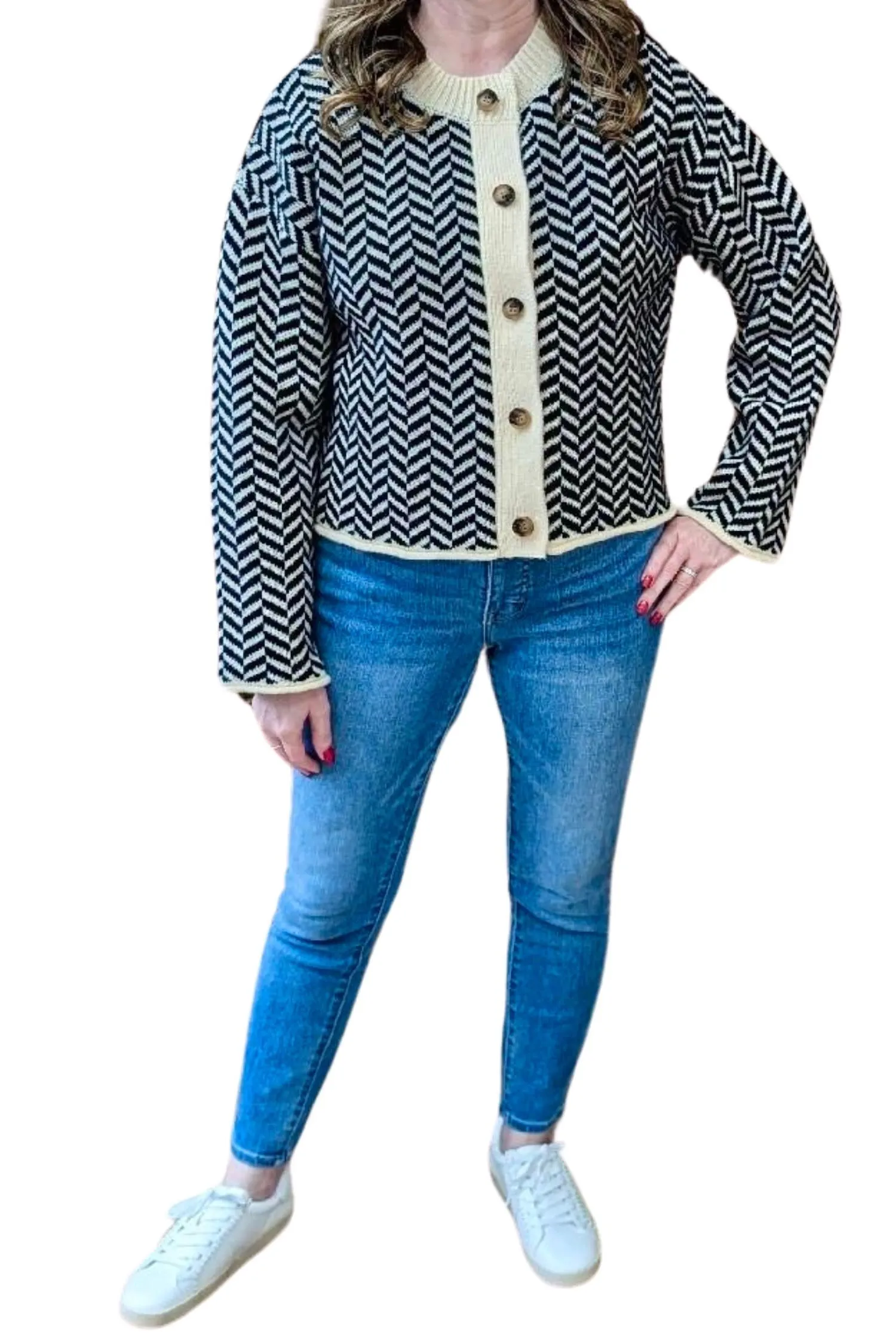 Berkley Cardigan In Black/cream