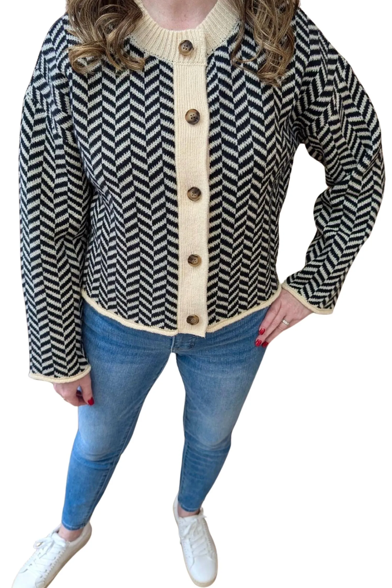 Berkley Cardigan In Black/cream