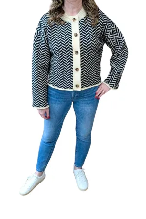 Berkley Cardigan In Black/cream