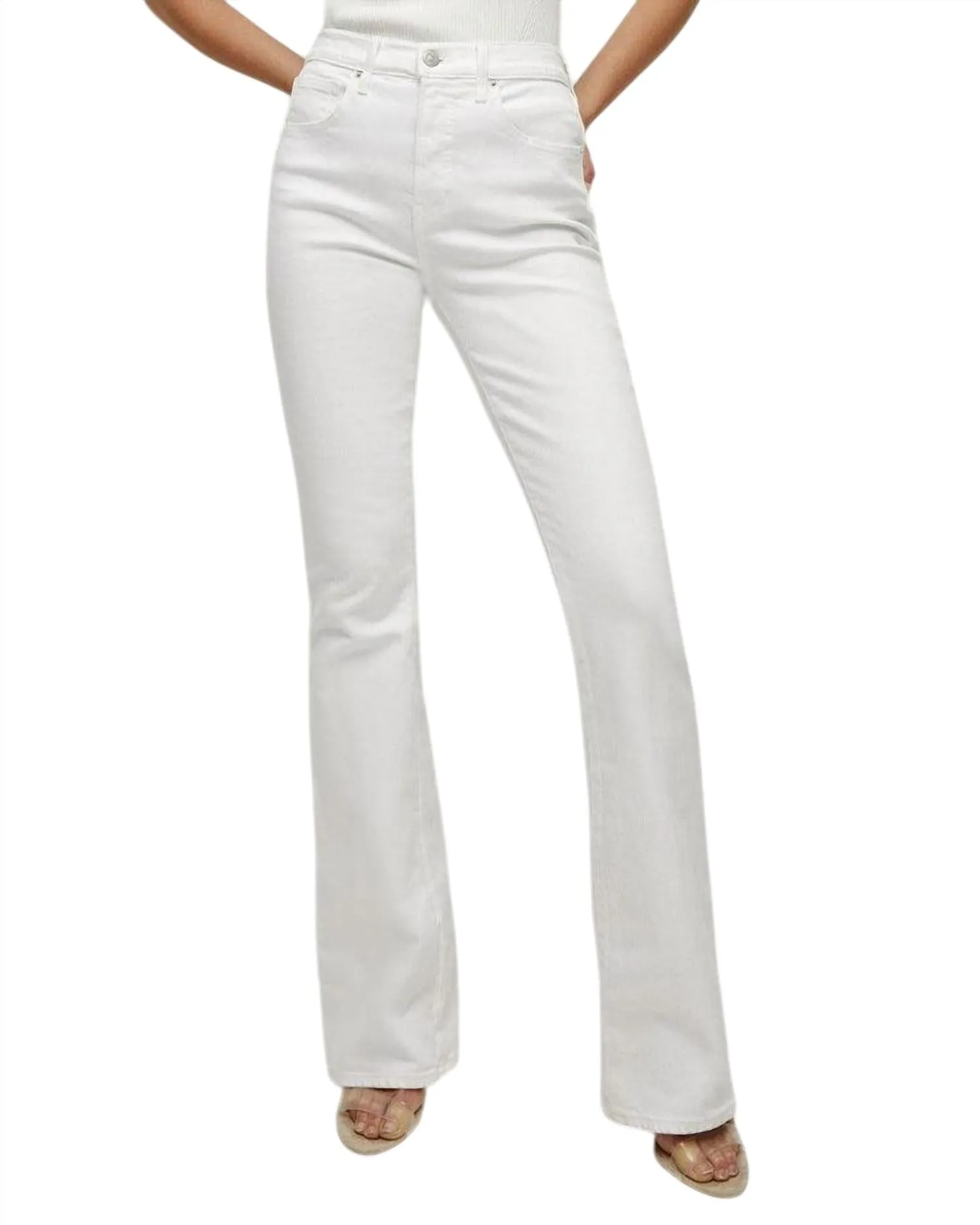 Beverly Skinny Flare Jeans In White