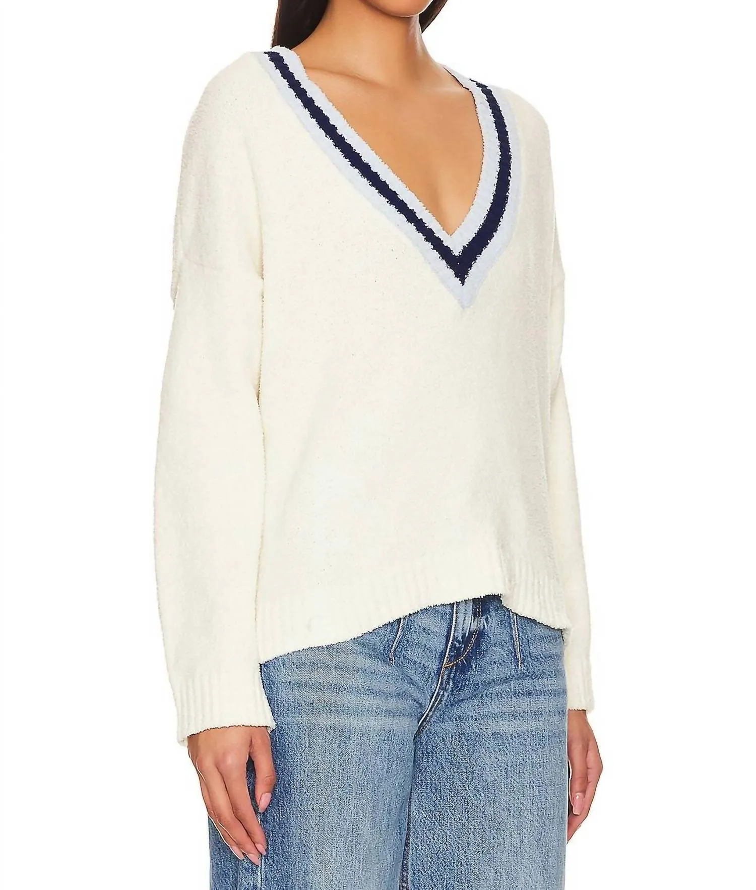 Bianca V Neck Sweater In White