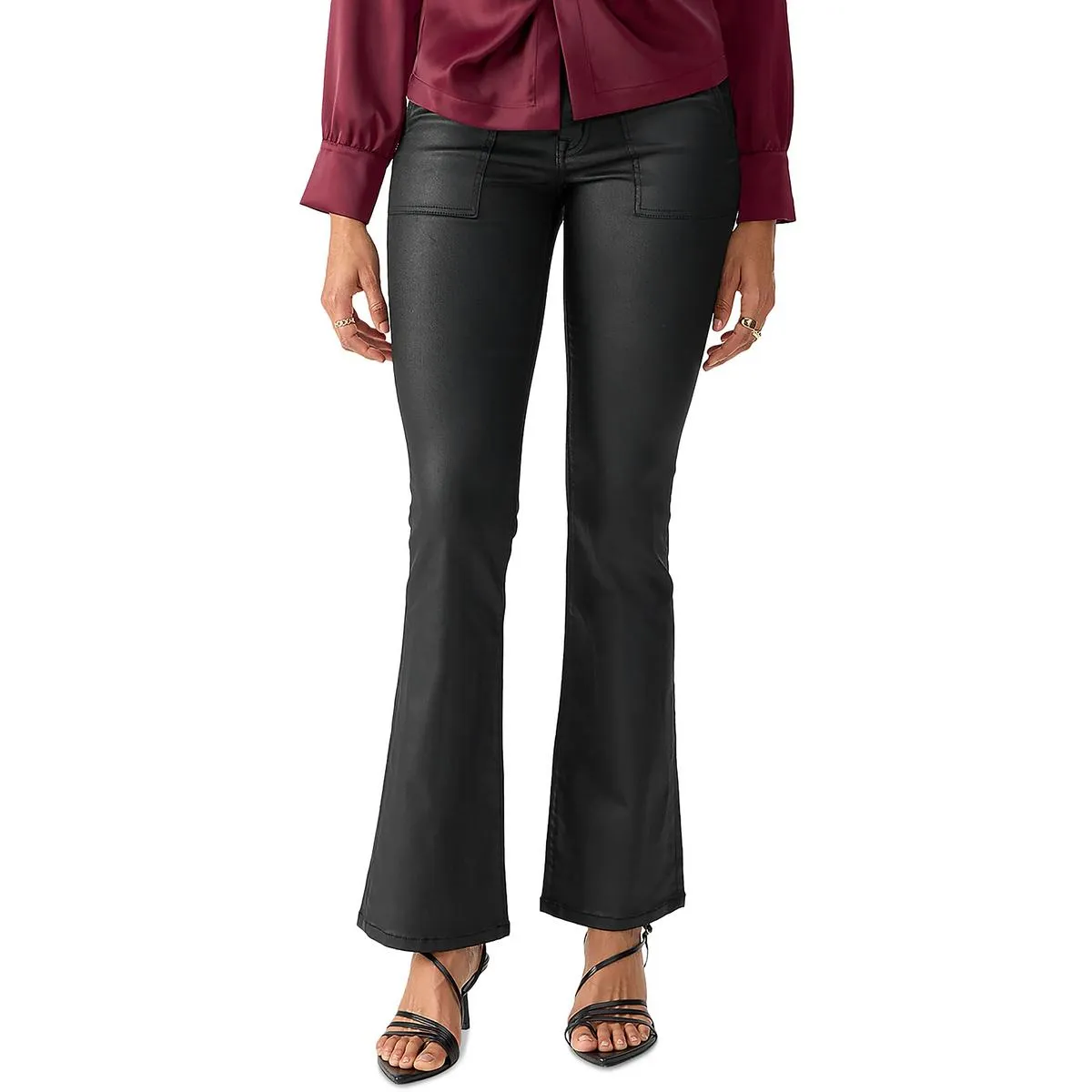 Birdy Womens Twill Coated Flared Pants