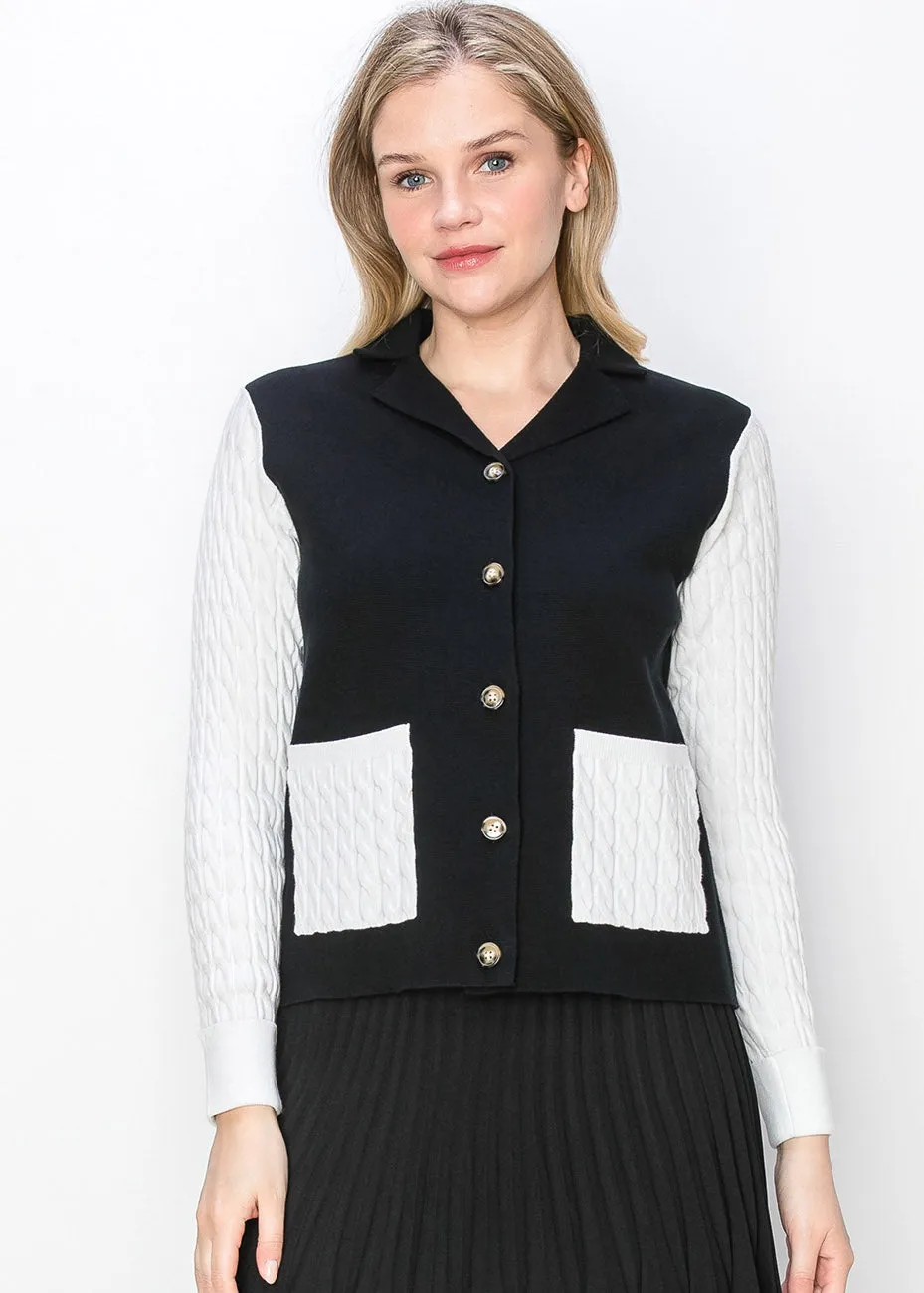 Black and White Contrast Cardigan