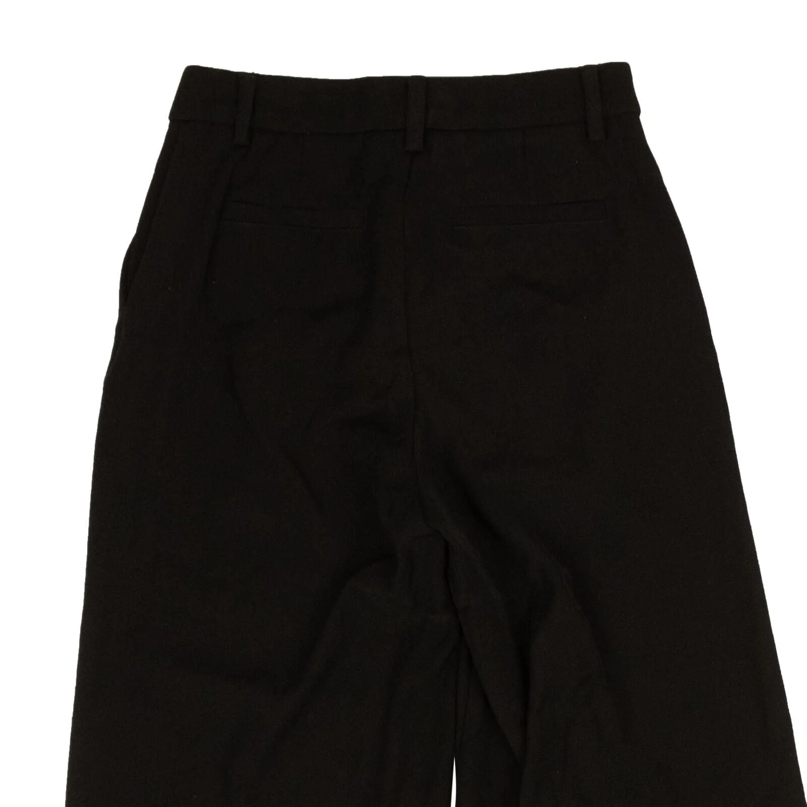 Black Polyester Side Slit Straight Pants