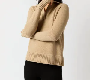 Blaire Johnny Collar Sweater In Oat