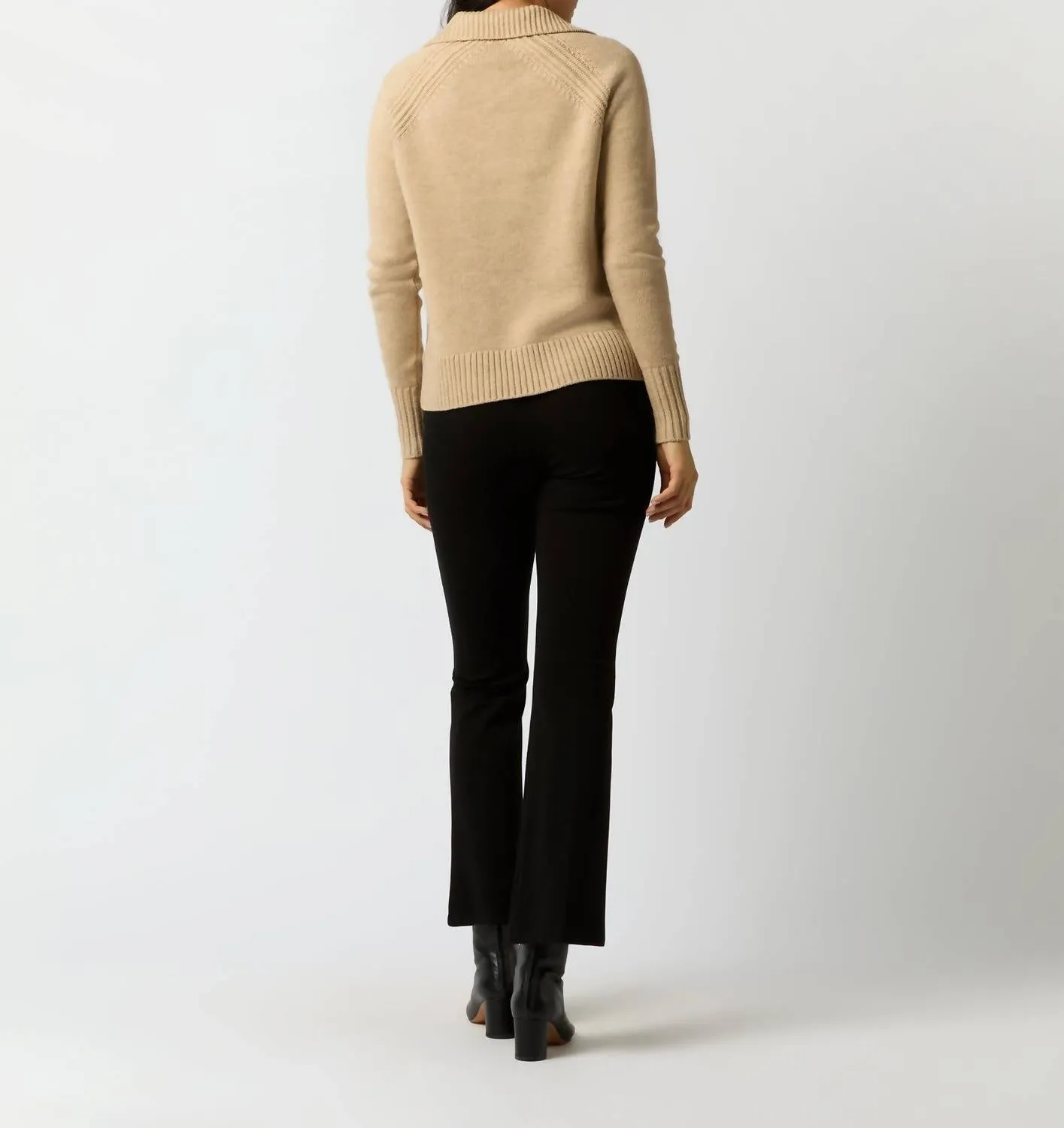 Blaire Johnny Collar Sweater In Oat