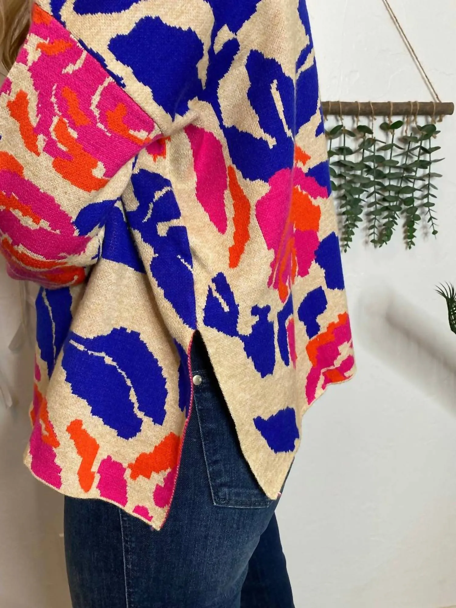 Bright Floral Sweater In Oatmeal