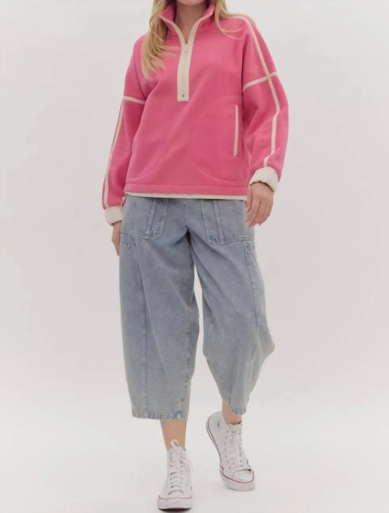 Bright Lights Fleece Pullover In Pink