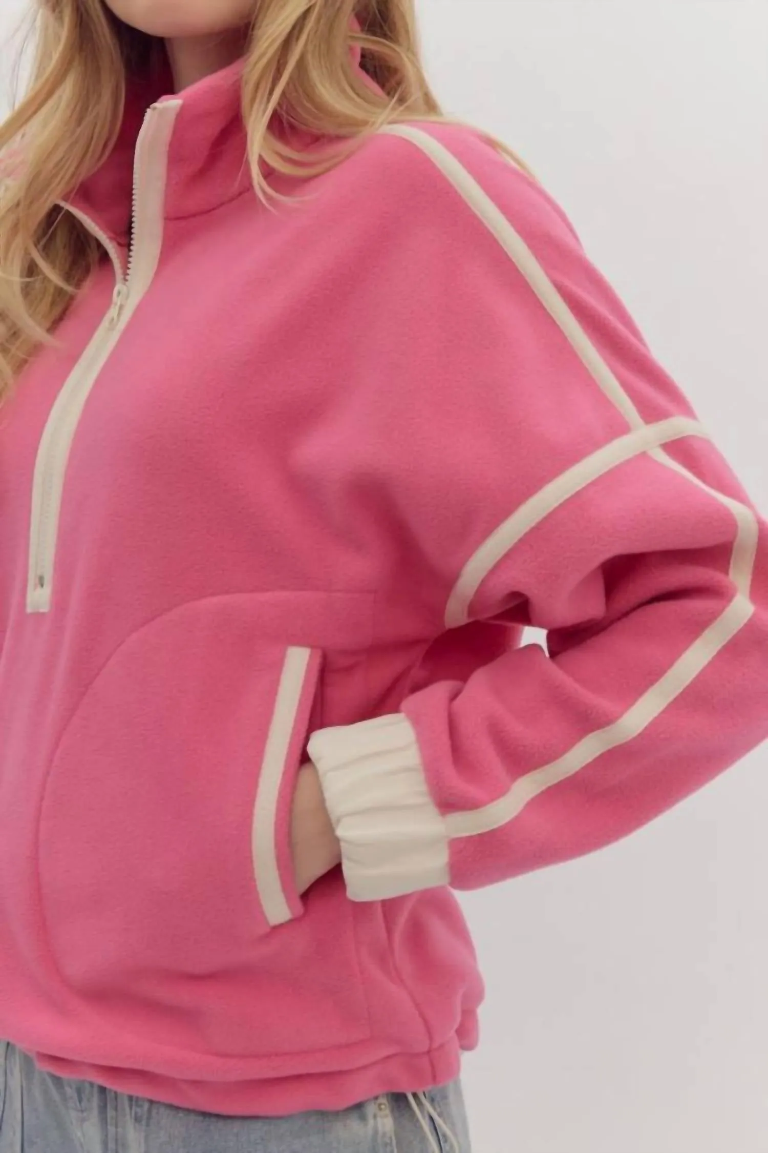 Bright Lights Fleece Pullover In Pink