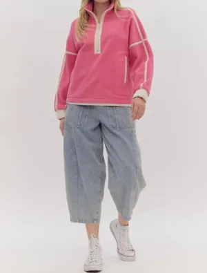 Bright Lights Fleece Pullover In Pink