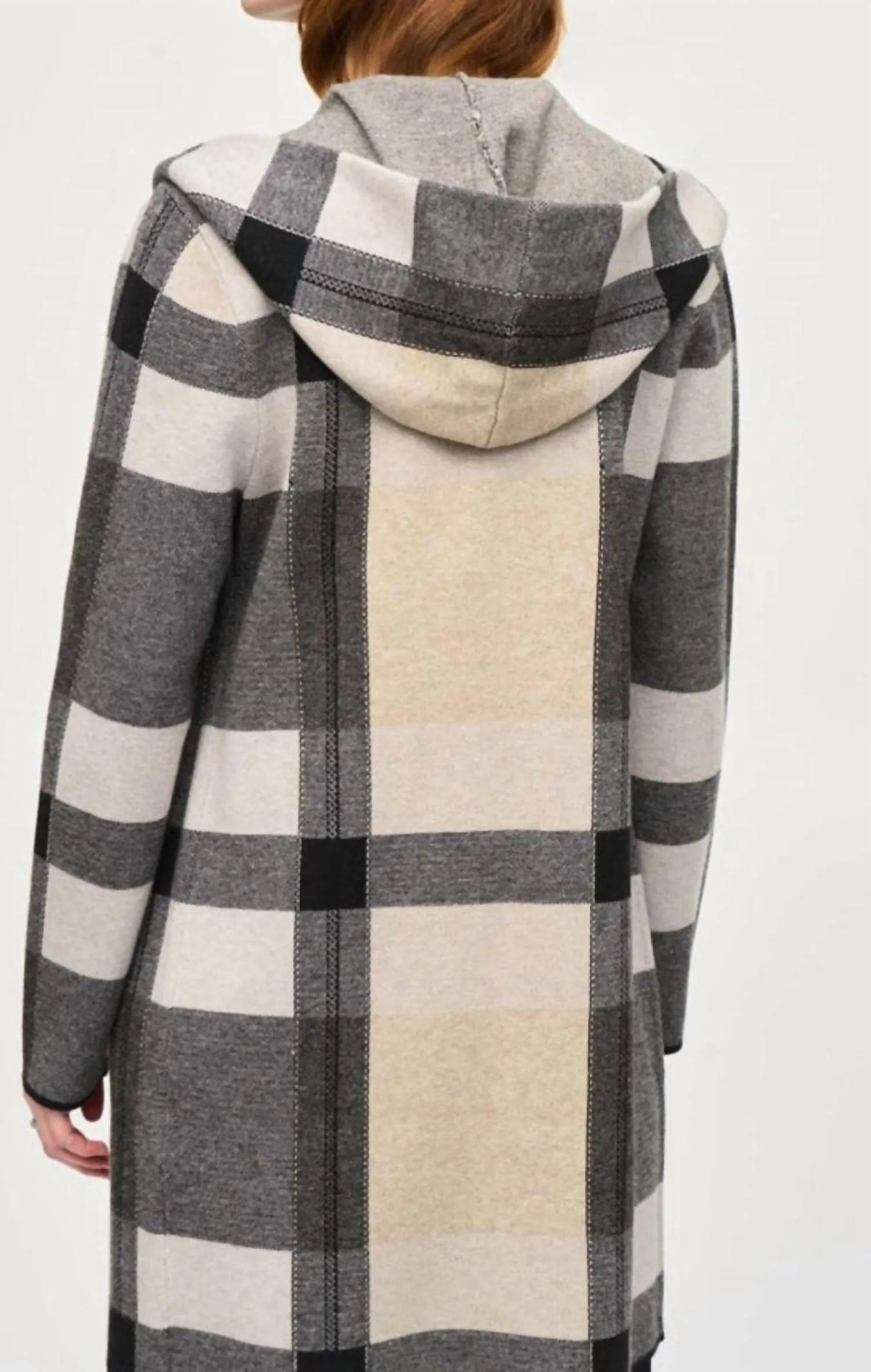 Brushed Jacquard Sweater Cover Up In Black/oatmeal