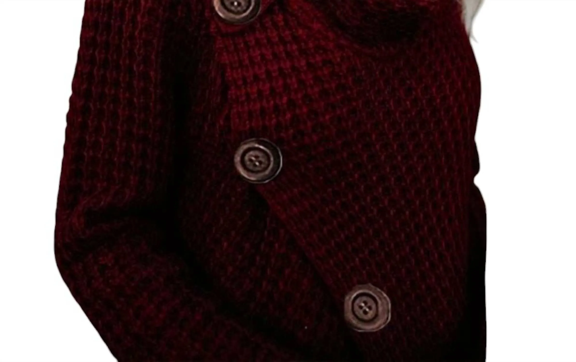 Button Embellished Sweater In Wine Red