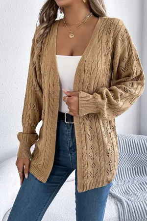 Cable Cardigan In Camel