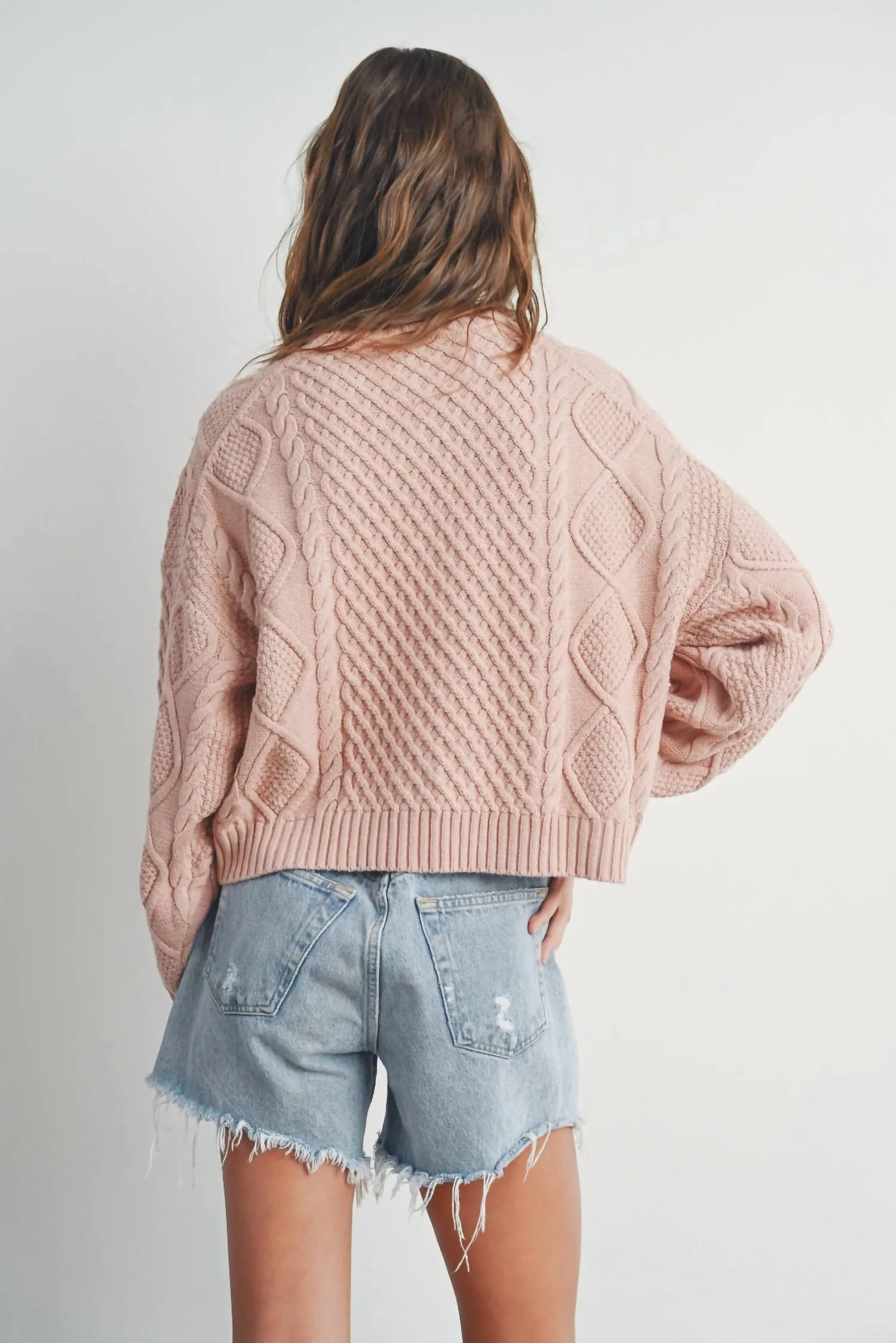 Cable Knit Sweater In Blush