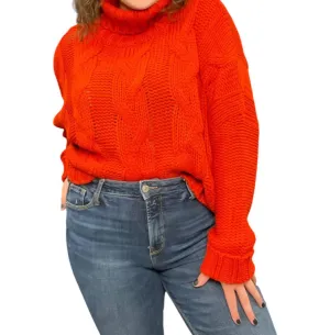 Cable Knit Sweater In Scarlet