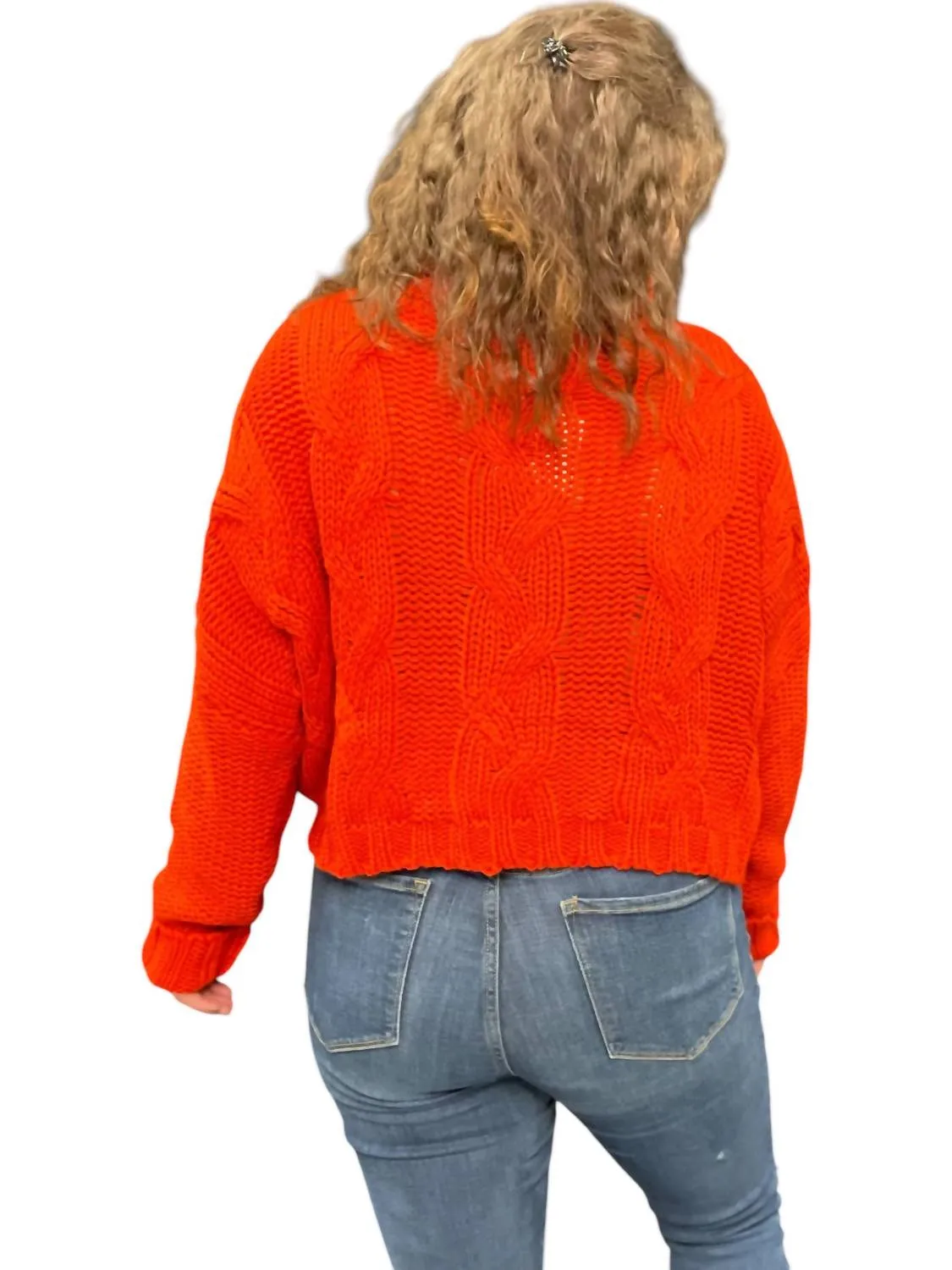 Cable Knit Sweater In Scarlet