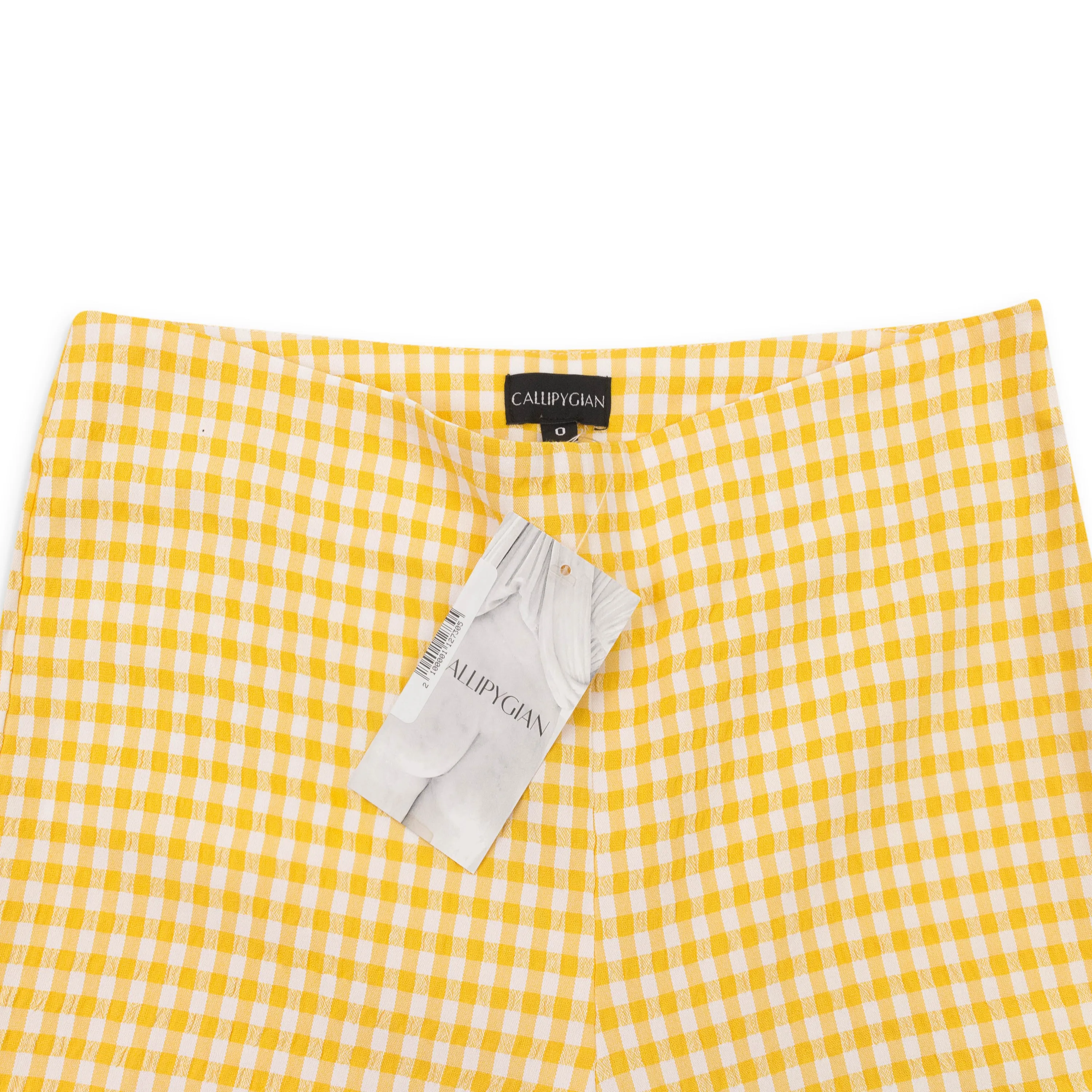 CALLIPYGIAN SEERSUCKER GINGHAM YELLOW NARROW PANT