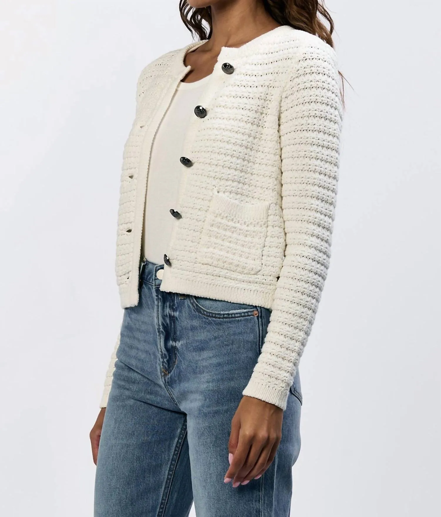 Cambria Button Up Cardigan In White