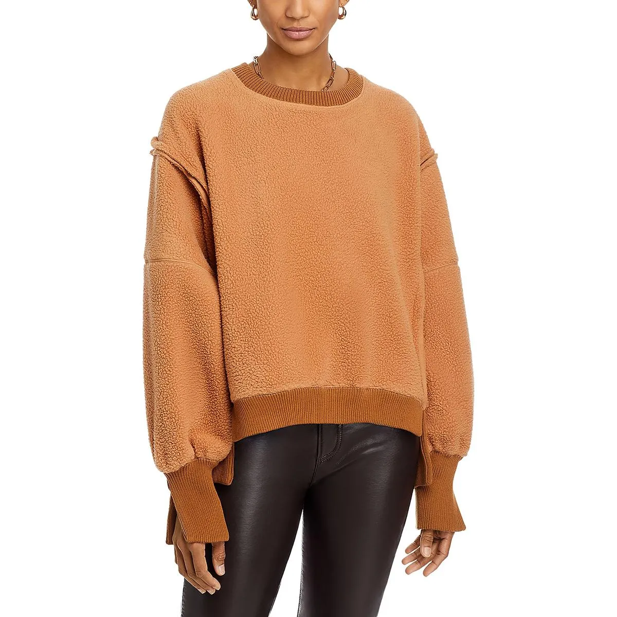 Camden Womens Faux Fur Cozy Pullover Sweater