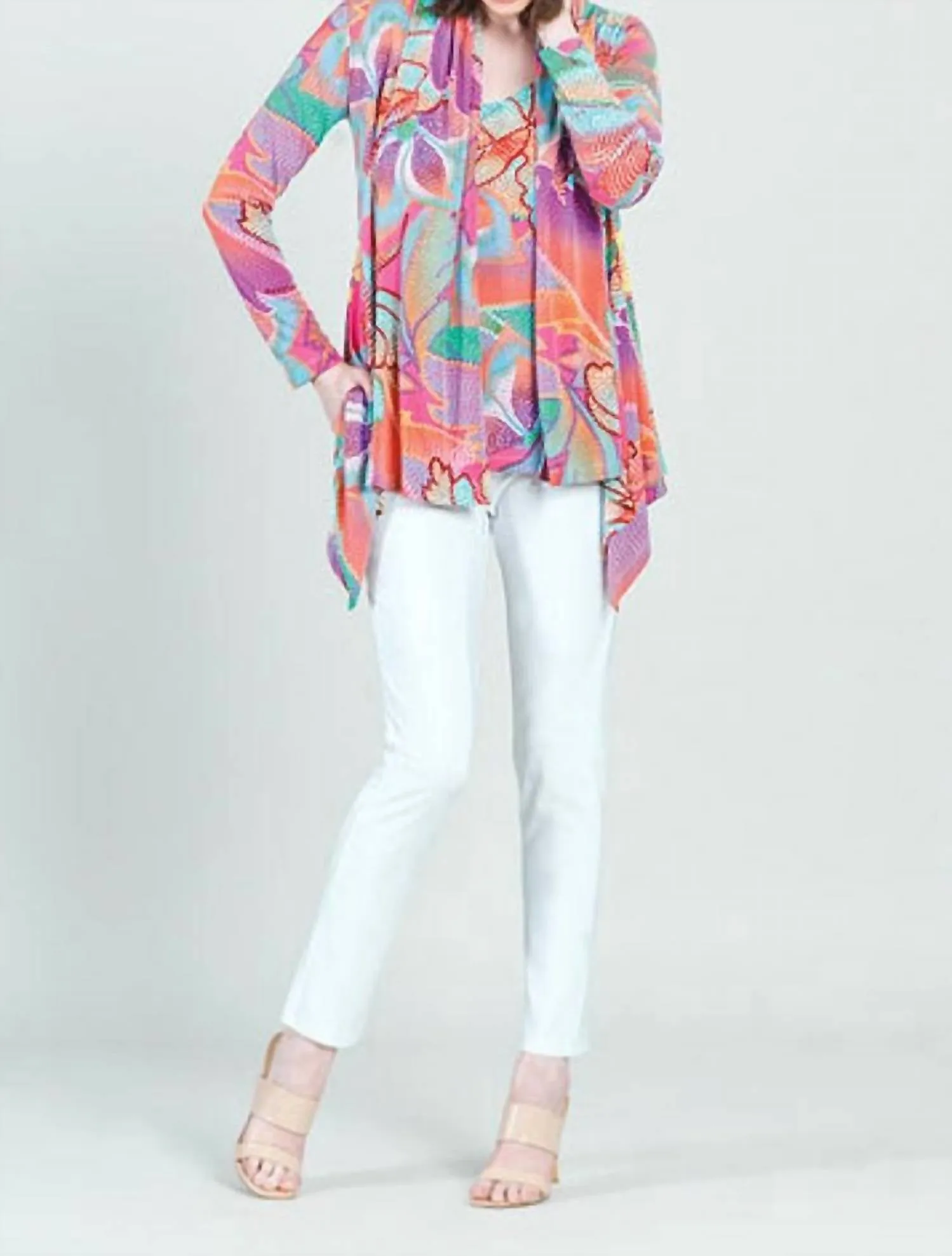 Cardigan & Tank Twinset In Mosaic Petal
