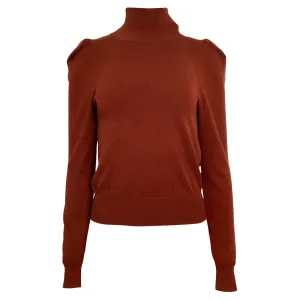 Caroline Constas Ivy Mock Neck Top in Brown Rayon