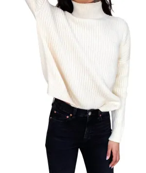 Carolyn Funnel Neck Sweater In Ivory Organic