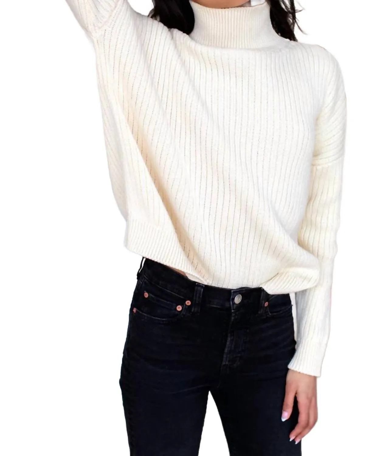 Carolyn Funnel Neck Sweater In Ivory Organic