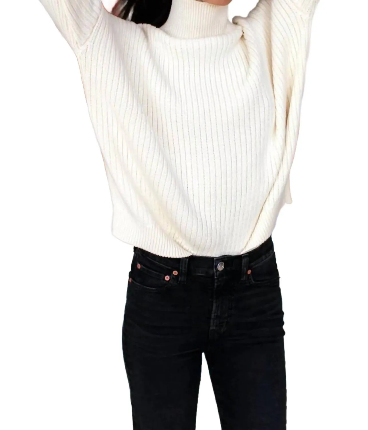Carolyn Funnel Neck Sweater In Ivory Organic