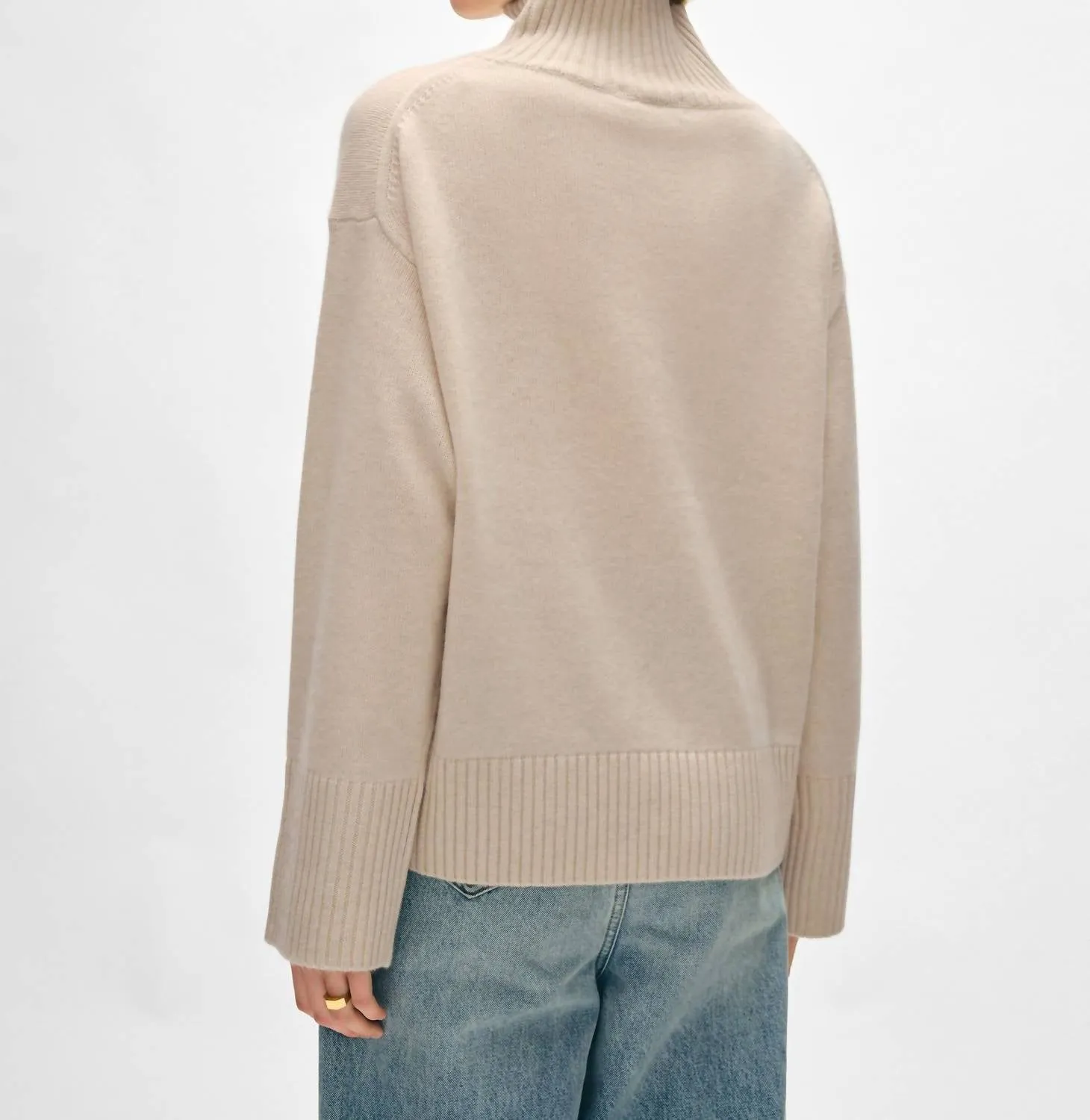 Cashmere Stand Neck Sweater In Nat Heather