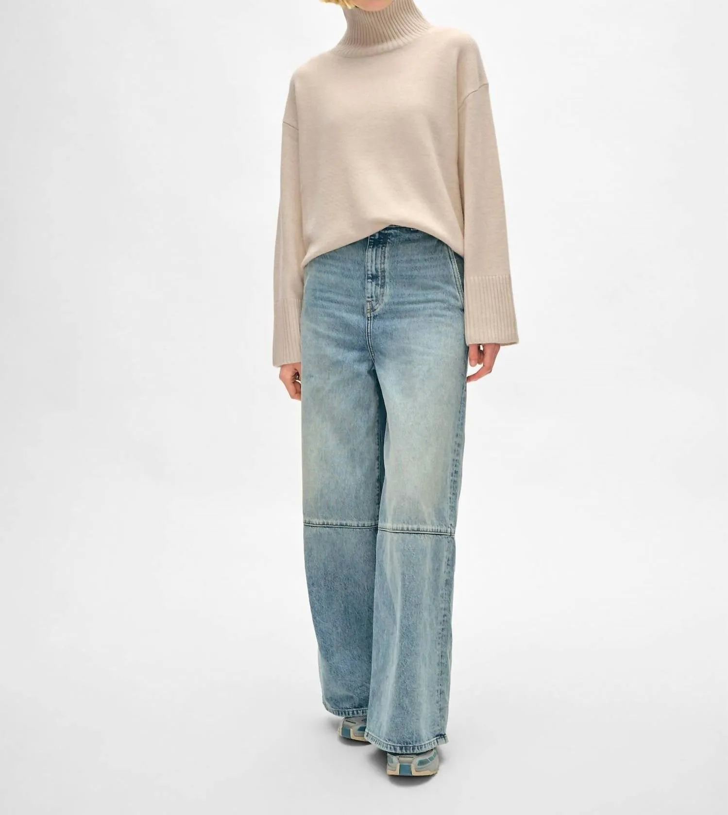 Cashmere Stand Neck Sweater In Nat Heather