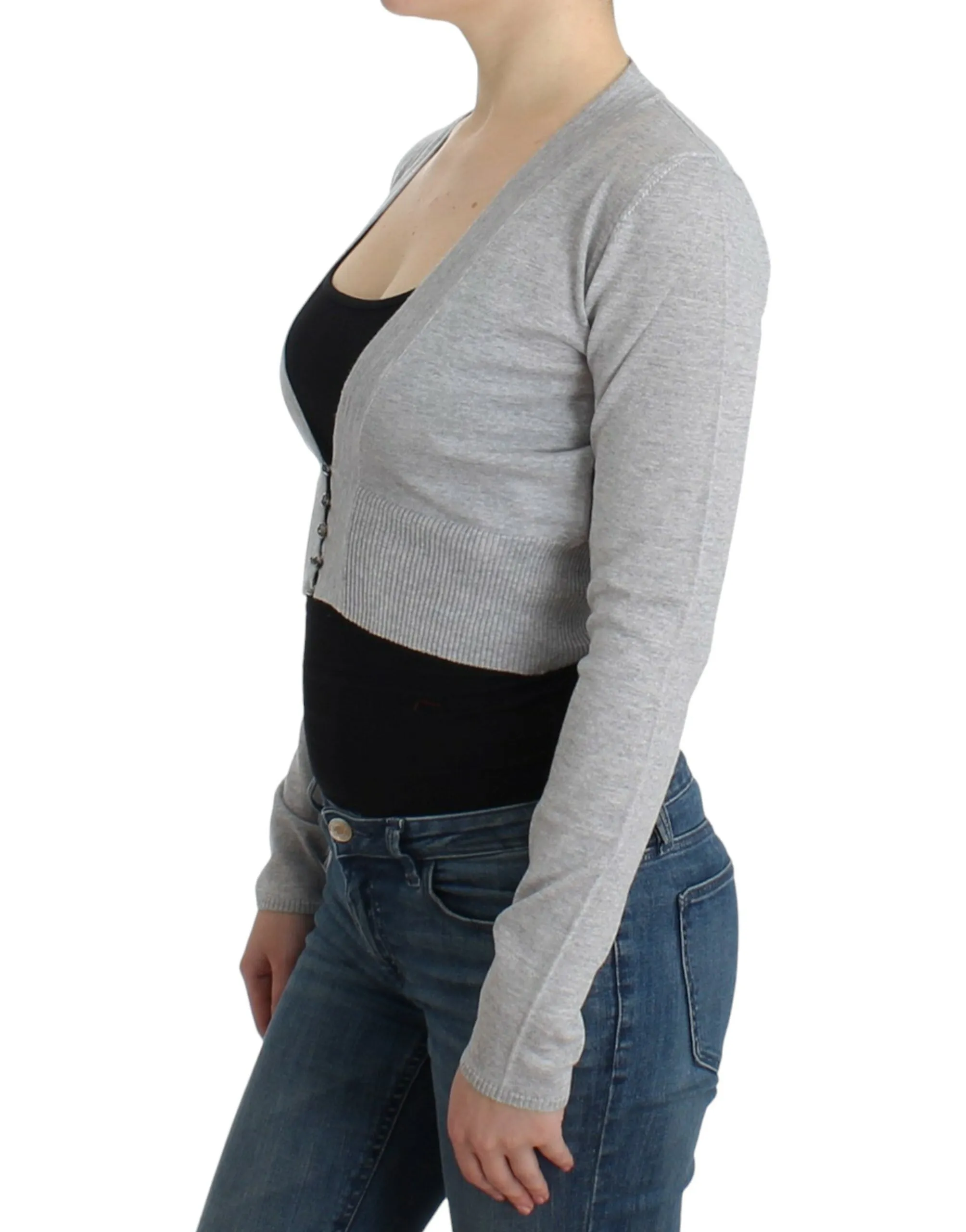 Cavalli Cropped Virgin Wool Cardigan in Chic Women's