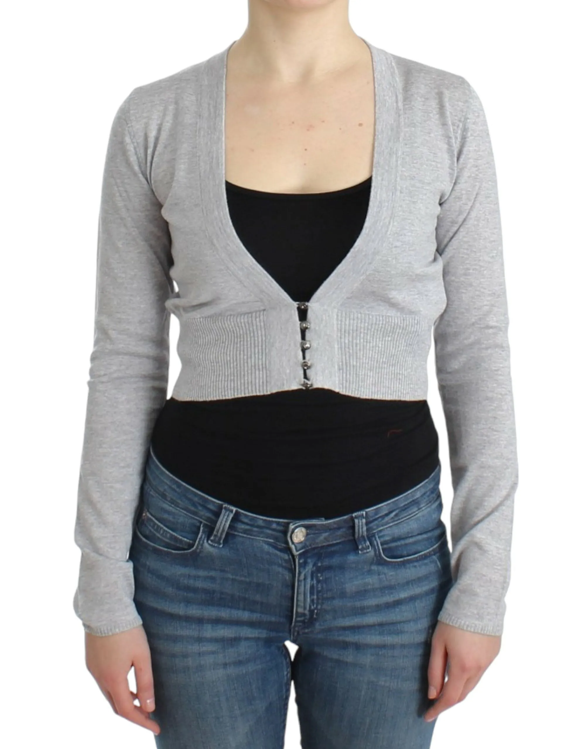 Cavalli Cropped Virgin Wool Cardigan in Chic Women's