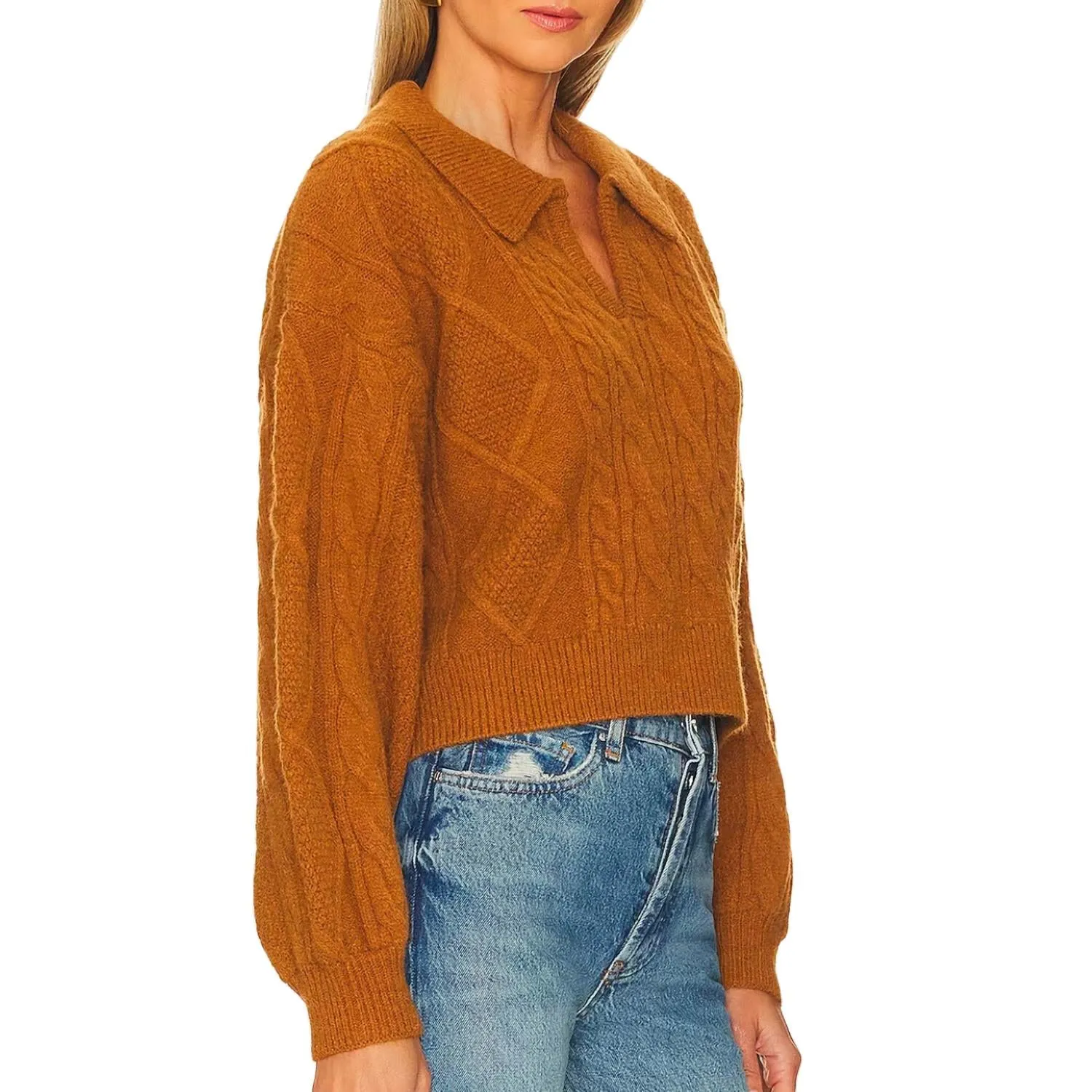 Cay Cable Knit Sweater In Tan