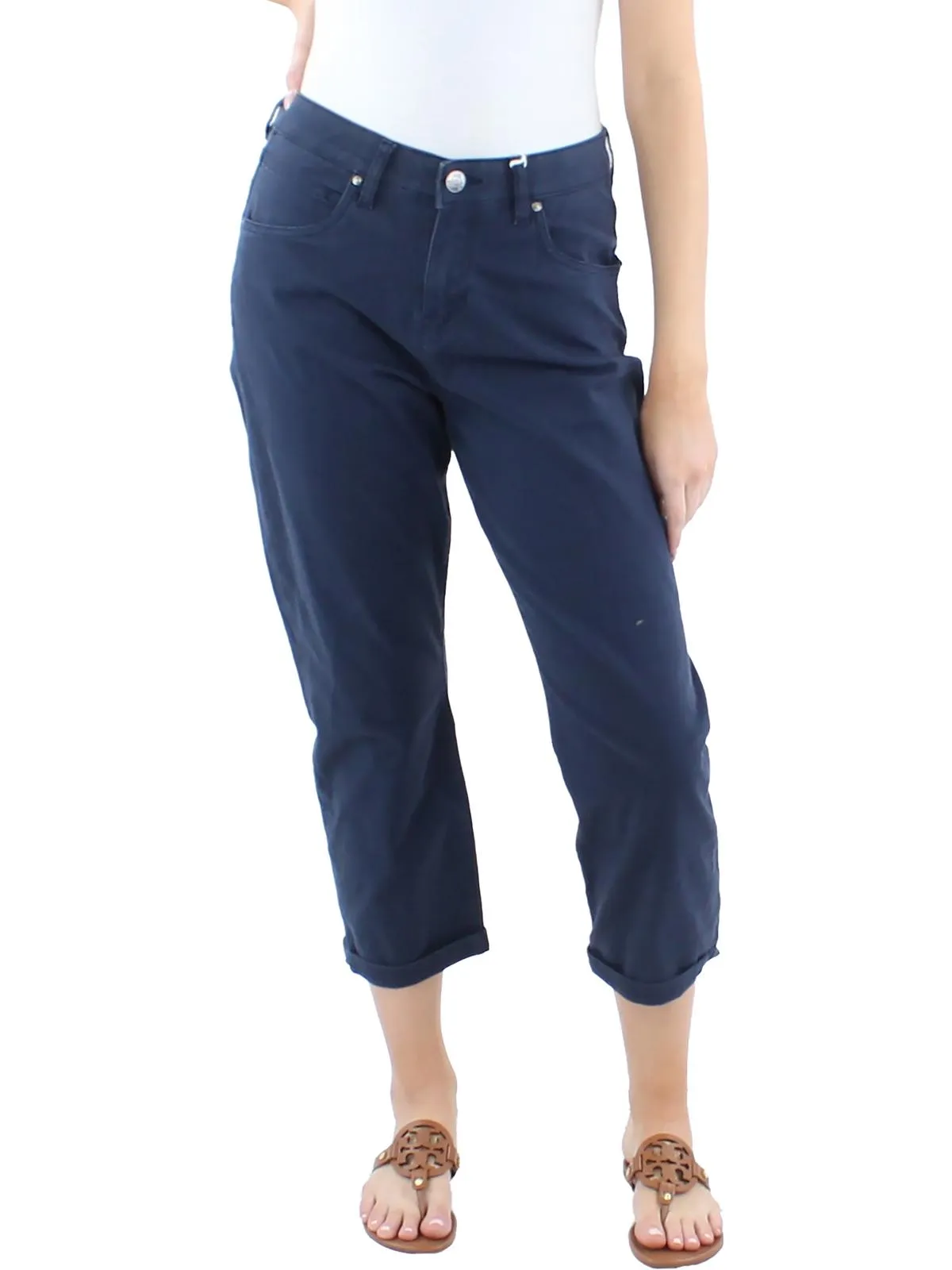 Cecilia Womens Mid Rise Cuffed Capri Jeans