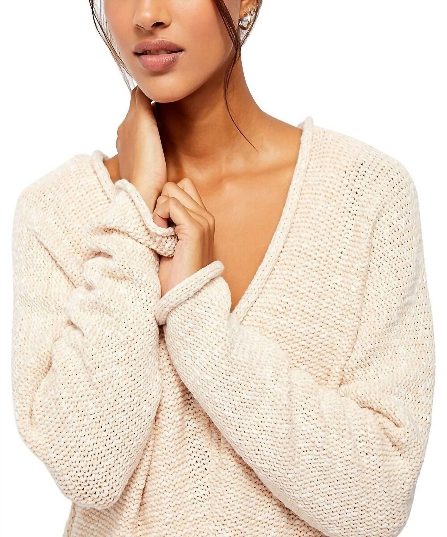 Chamoix Bright Lights V-Neck Sweater In Beige