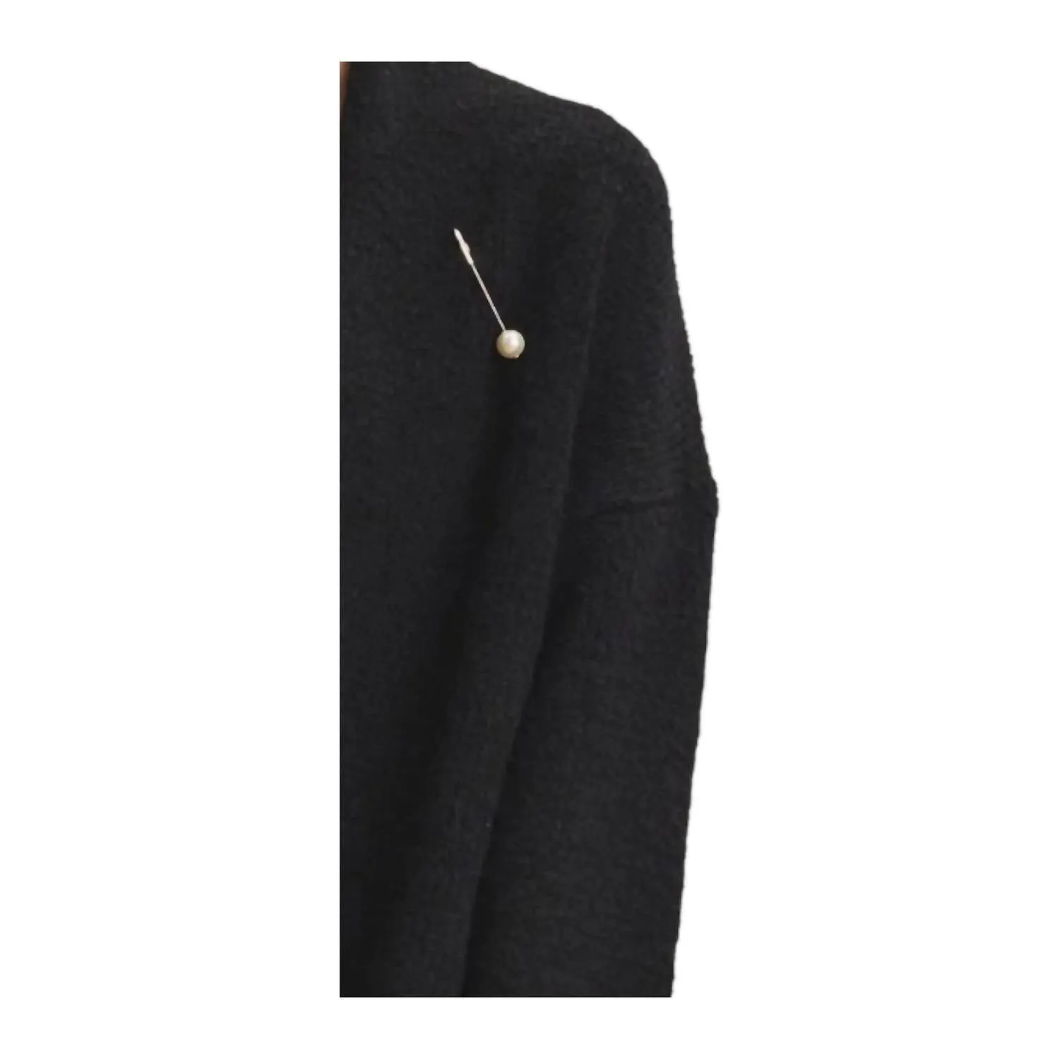 Chanson Brushed Knit With Pin Open Cardigan In Black
