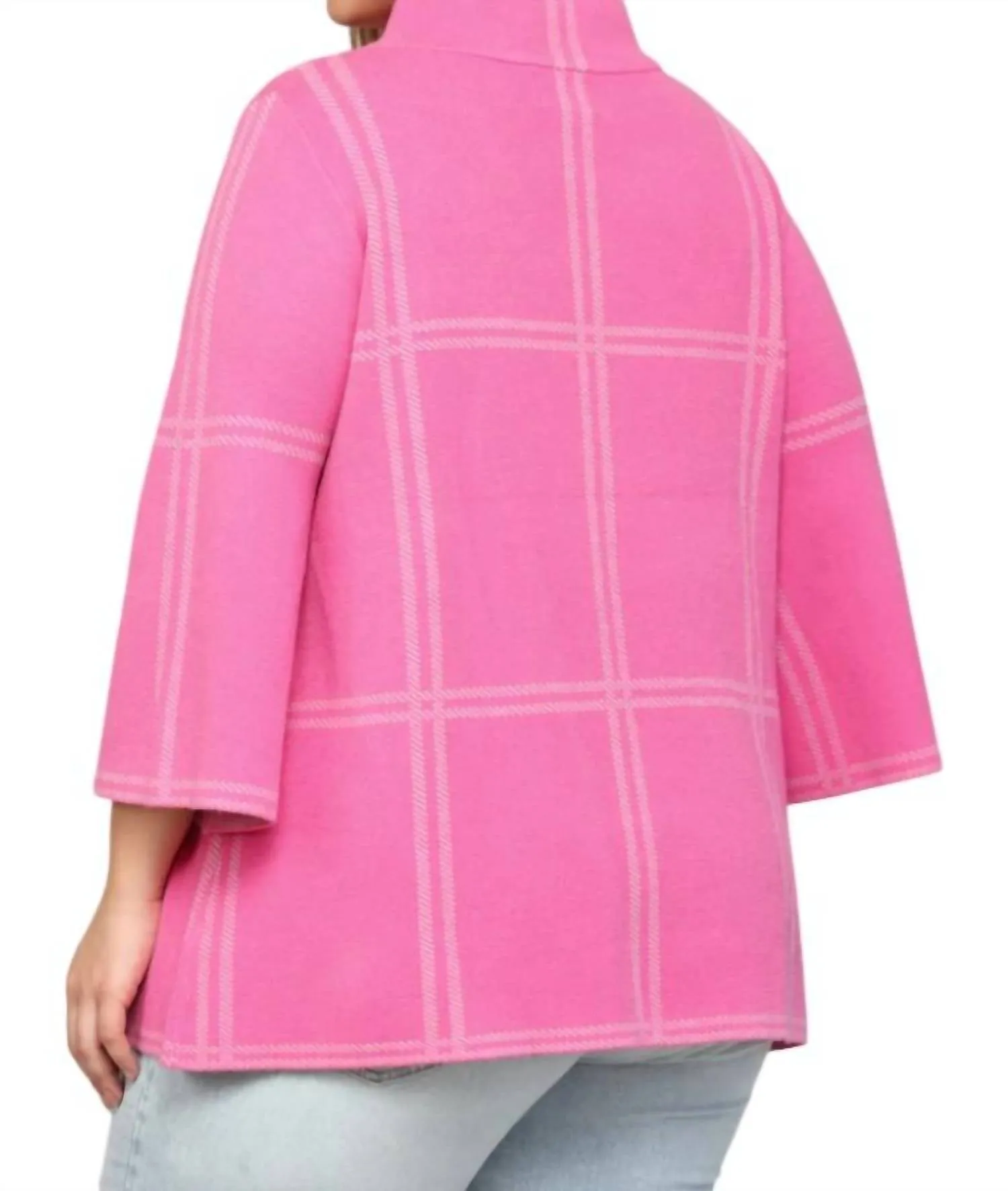 Checker Sweater - Plus In Hot Pink/grey