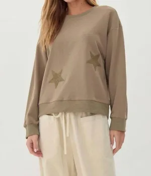 Chenille Stars Sweatshirt In Olive