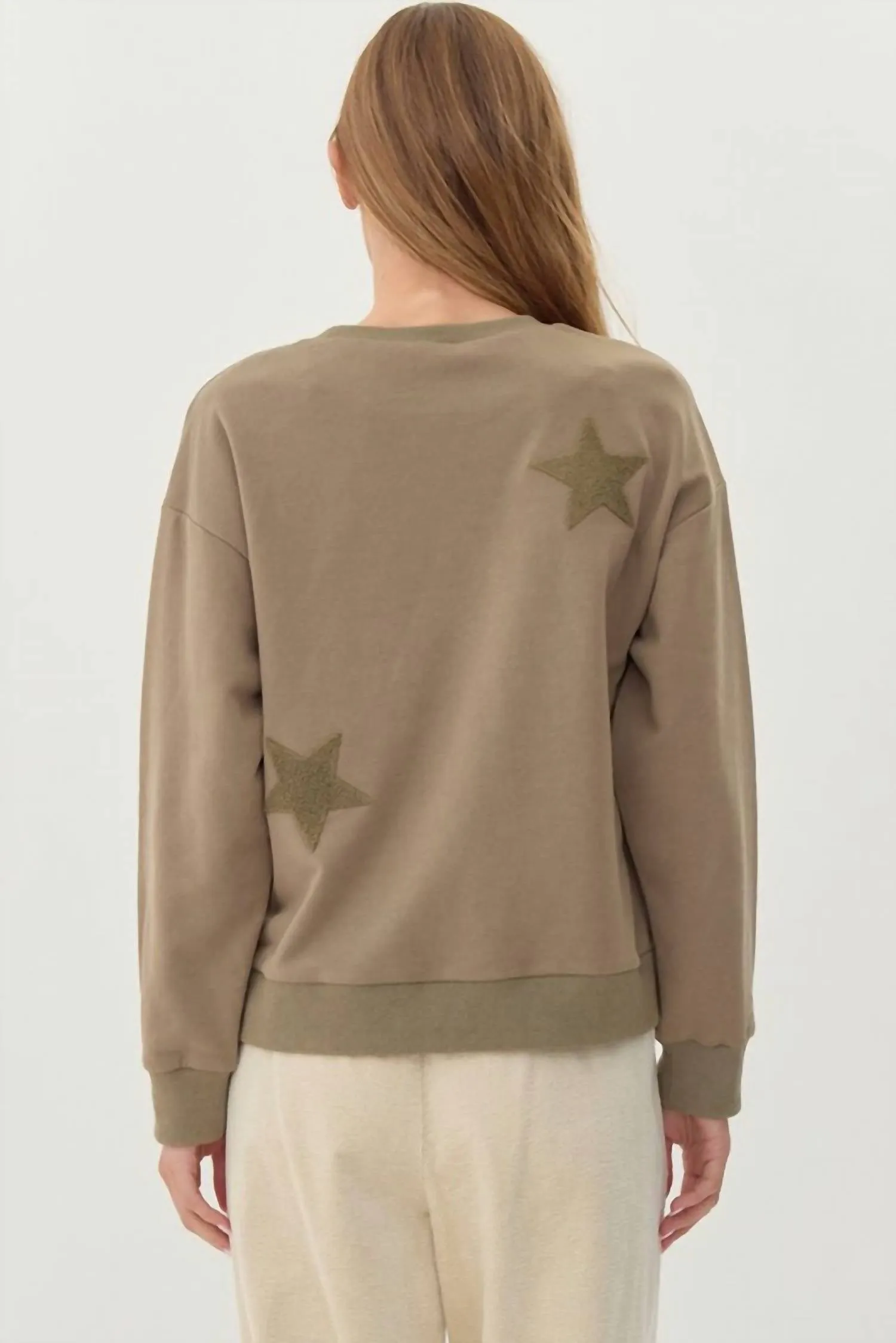 Chenille Stars Sweatshirt In Olive