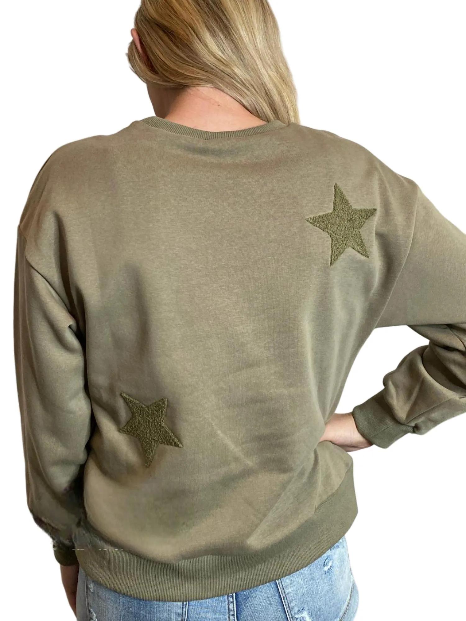 Chenille Stars Sweatshirt In Olive