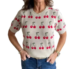 Cherry On Top Sweater In Tan