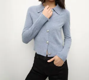 Cheshire Cashmere Cardigan In Smoke Blue