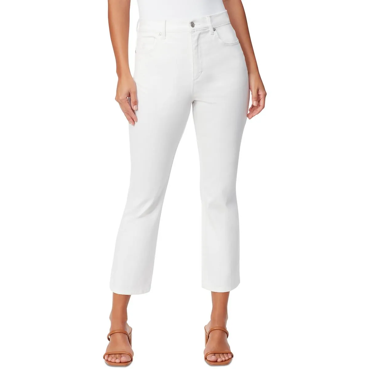 Chrissie Womens High Rise Cropped Flare Jeans