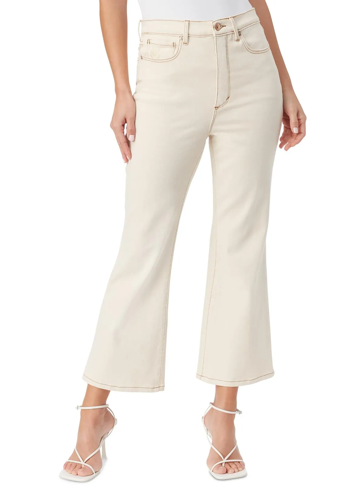 Chrissie Womens High Rise Cropped Flare Jeans