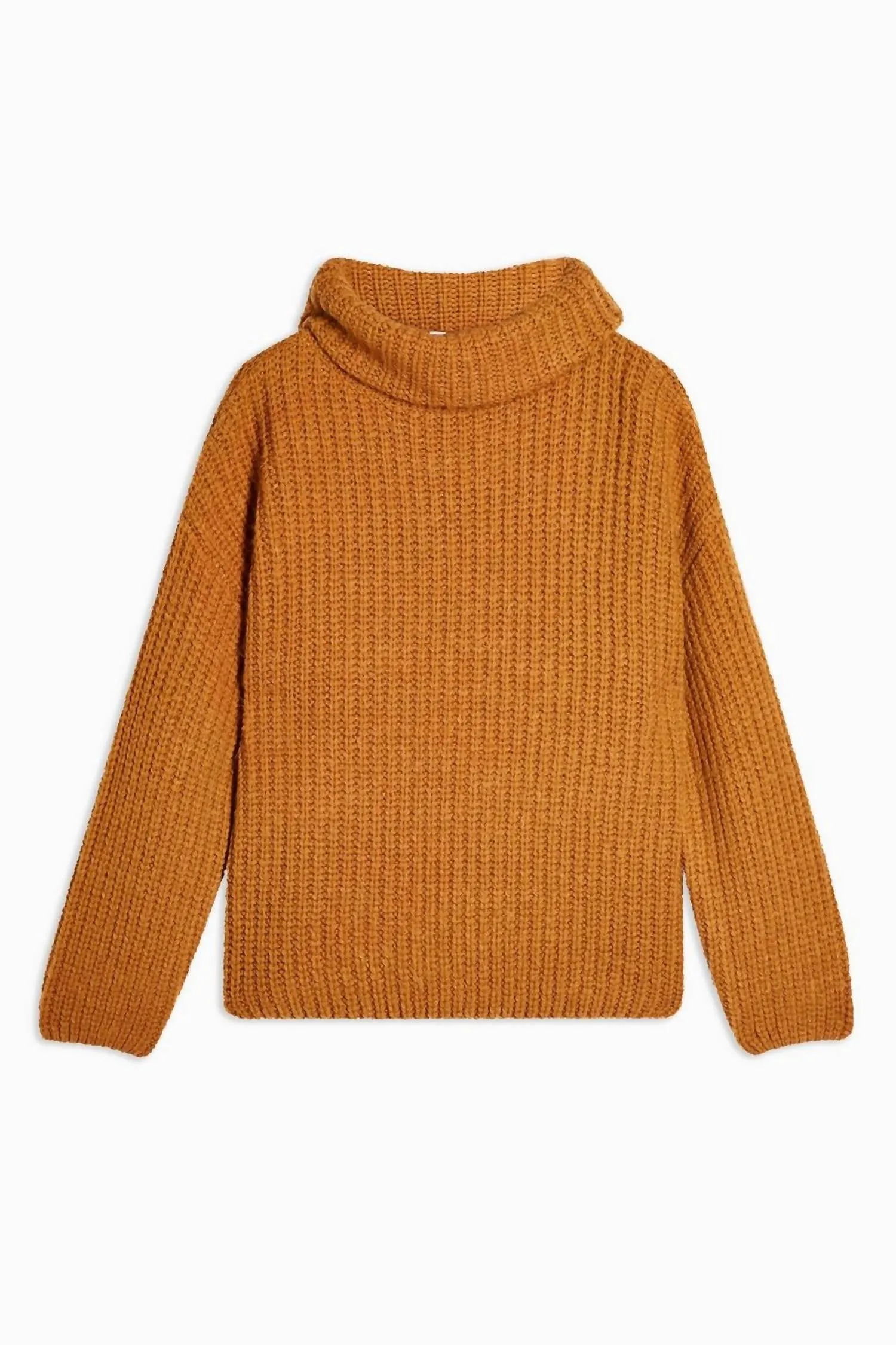 Chunky Knit Turtleneck Relaxed Sweater In Brown