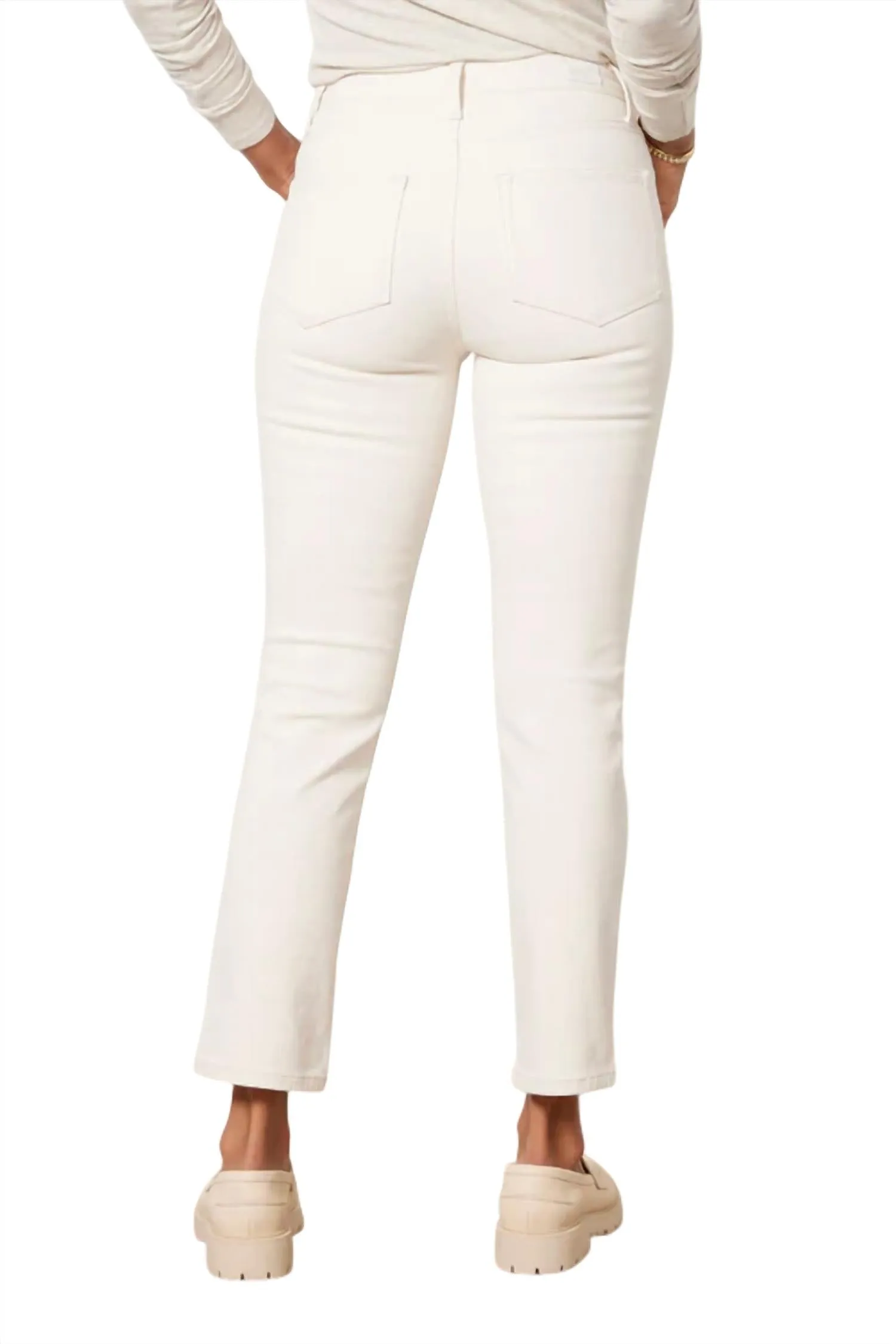 Cindy Pant With Modern Zip Pocket In Ecru