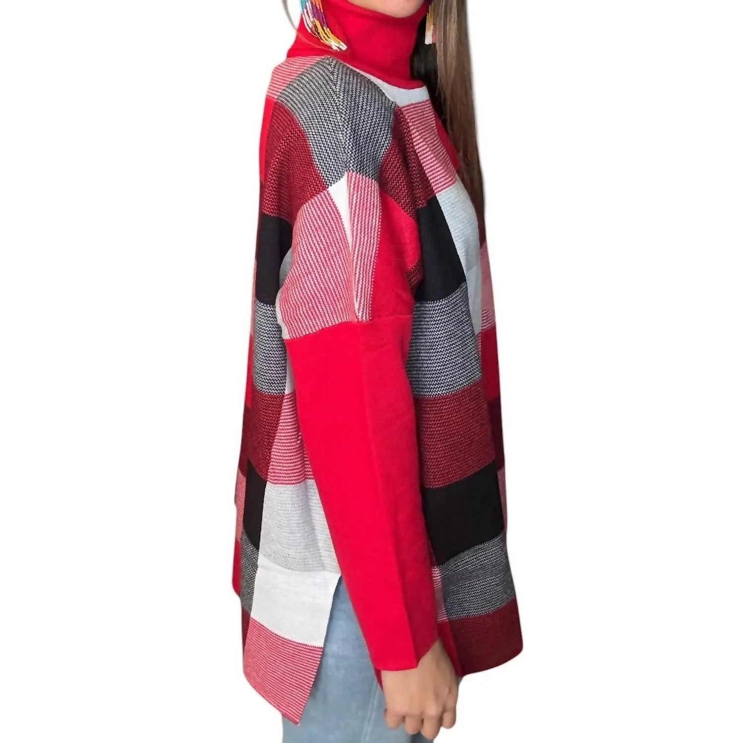 Clarnella Turtleneck Sweater In Red/multi