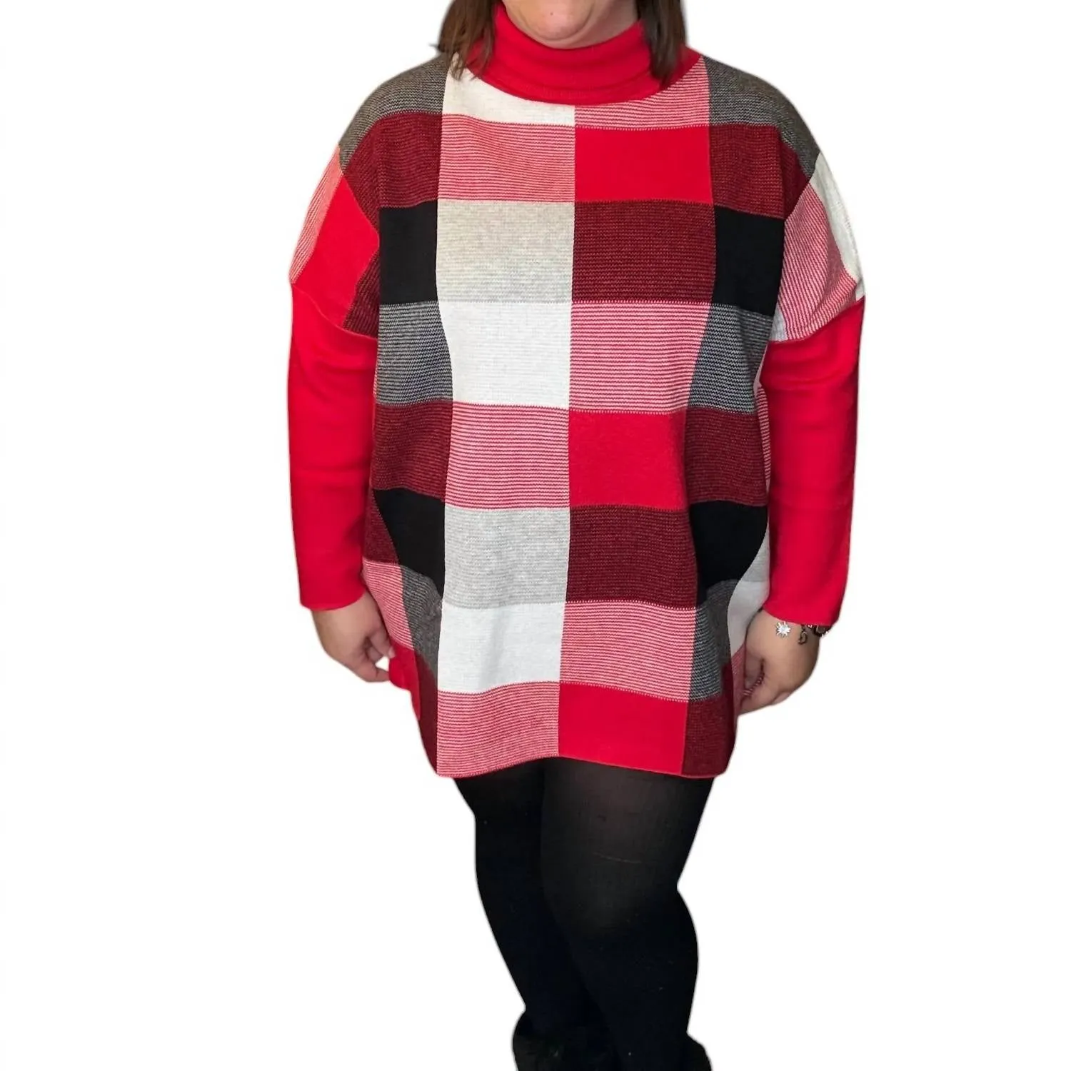 Clarnella Turtleneck Sweater In Red/multi