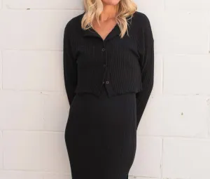 Claudia Sweater Rib Card In Black